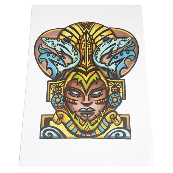 Goddess Chalchiuhtlicue 5x7 Mini-Poster - ElectricGoonie Art (Aztec, Tiki)