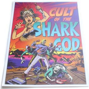 Cult of the Shark God 5x7 Mini-Poster - Maginnis Art (Tiki, Luchador, Monsters)