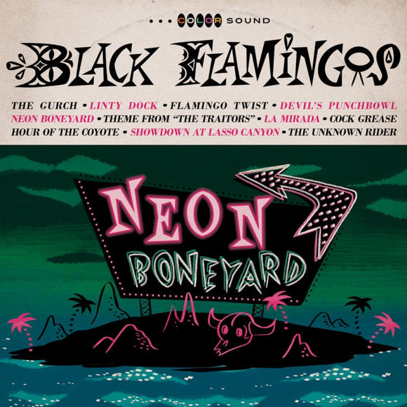 Black Flamingos - Neon Boneyard LP - Flamingo Pink Swirl Vinyl (Surf Rock)